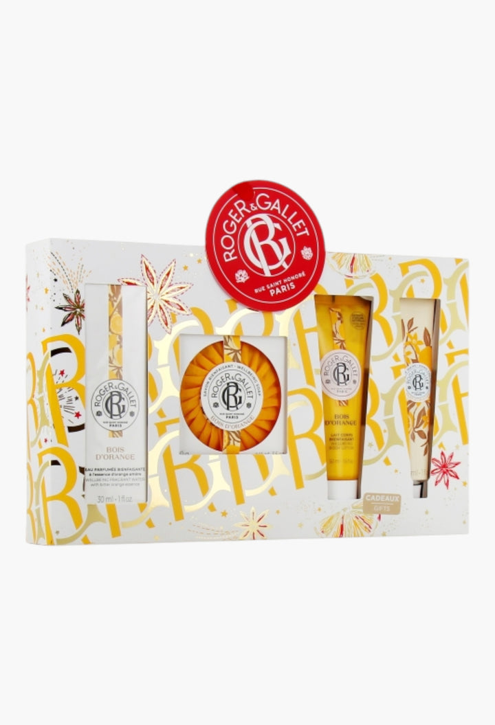 Bois D'orange Christmas Gift Set 2023 Hydrating Skin Nourishment With Bitter Orange, Petitgrain, Patchouli - 30ml Fragrant Water, 100g Soap, 50ml Body Lotion, 30ml Hand Cream