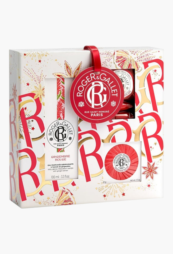Gingembre Rouge Fragrant Water Gift Set - Uplifting Scent With Pink Berries, Ginger, And Benzoin - 3.3 Oz Water, 1.7 Oz Soap, Bath Tablets