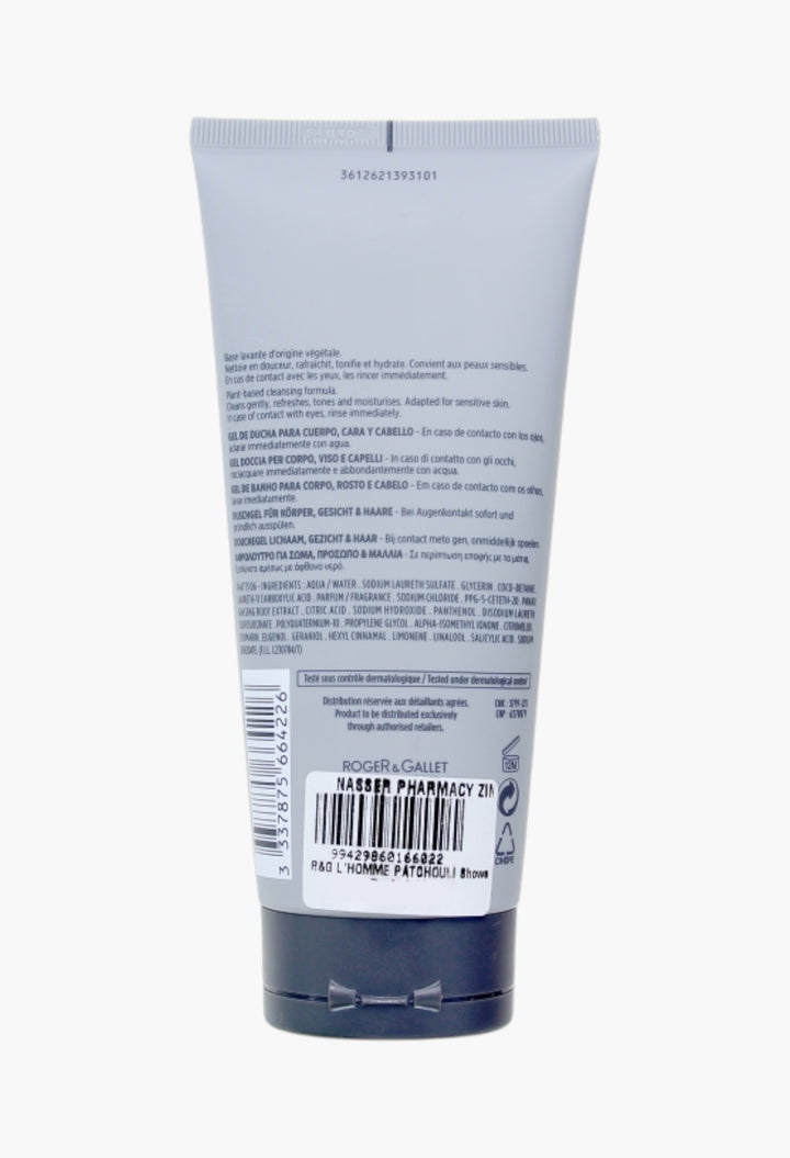 L'homme Patchouli Shower Gel Refreshing Plant-based Formula 200ml Aromatic Moisturizing