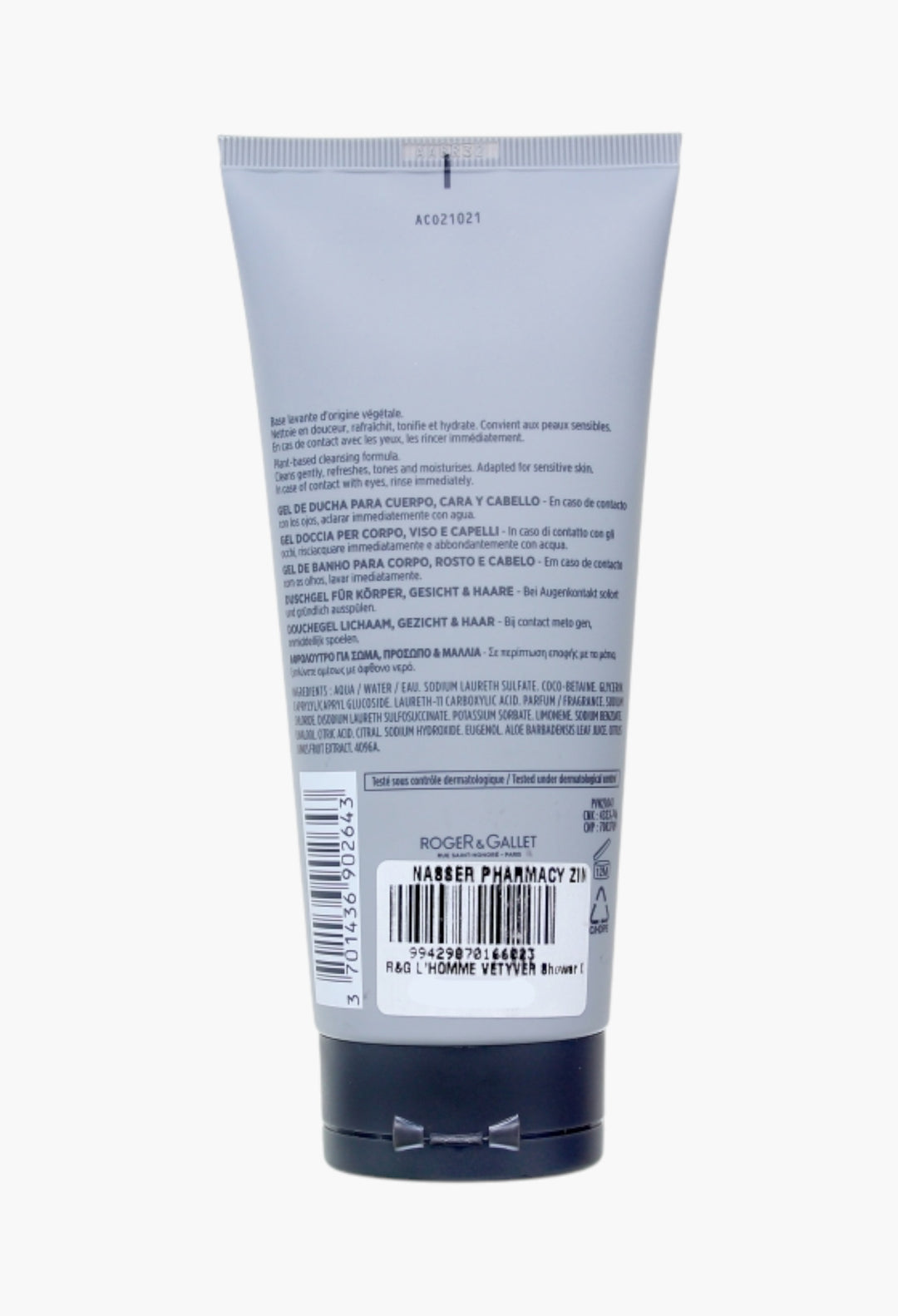 L'homme Vétyver Shower Gel Refreshing Vetiver Scent Plant-based Formula