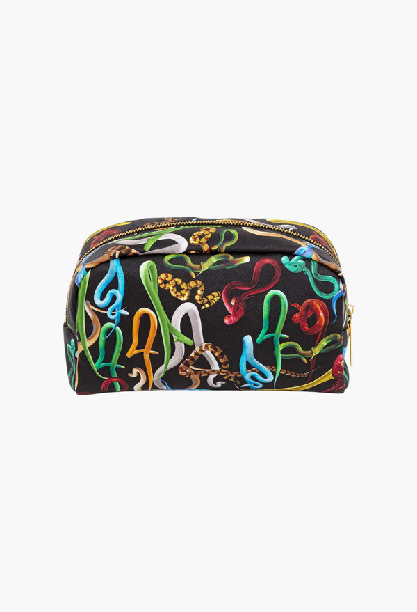Seletti Wears Toiletpaper Sh*T Snake-Print Faux-Leather Beauty Case