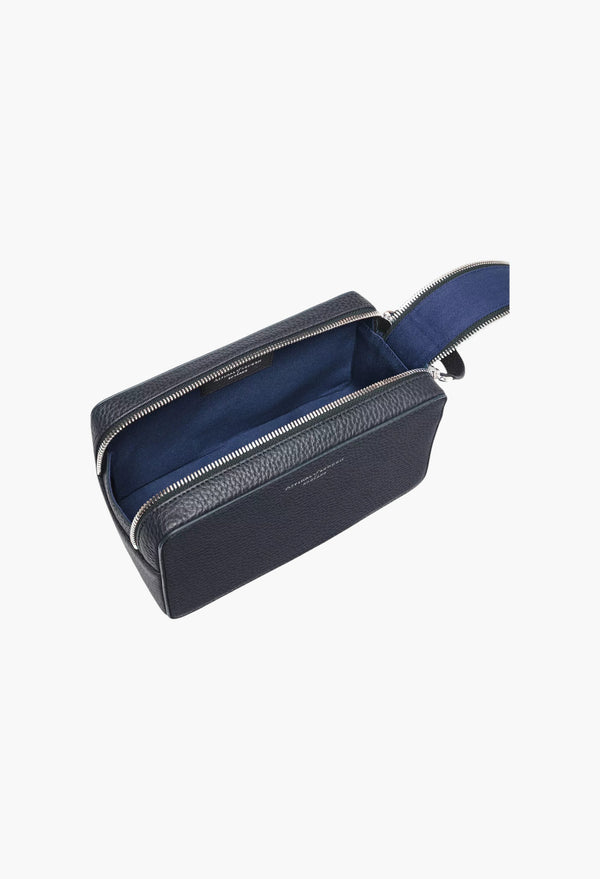 Mount Street Double Zip Leather Wash Bag