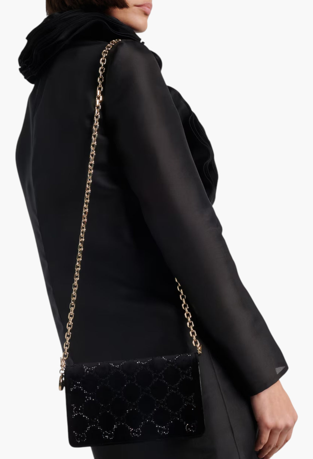 Crystal velvet wallet on chain - GLAM MODA