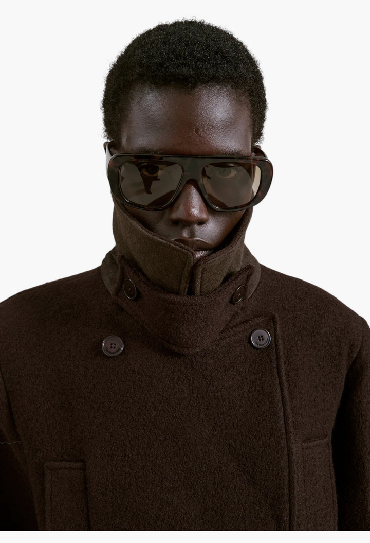 Scothern Brushed Wool Peacoat - Brown - GLAM MODA