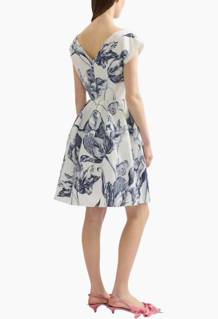 Mini dress with floral print - GLAM MODA