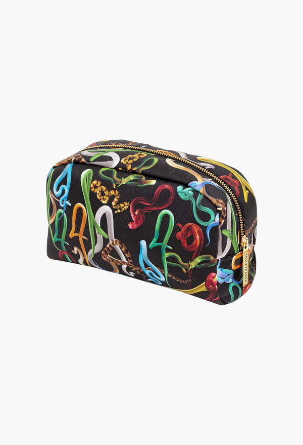Seletti Wears Toiletpaper Sh*T Snake-Print Faux-Leather Beauty Case