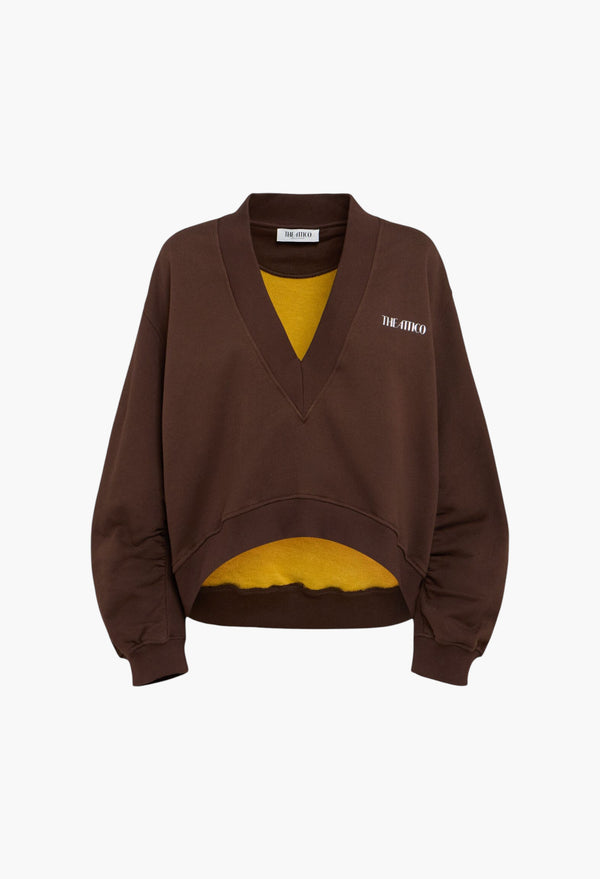 Double Cotton Jersey V-Neck Sweatshirt