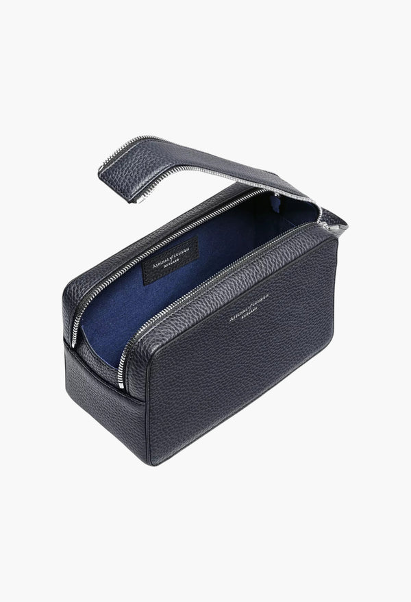 Mount Street Double Zip Leather Wash Bag