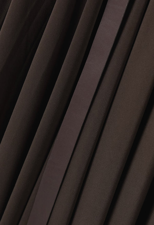 Belted Stretch-Jersey Turtleneck Midi Dress