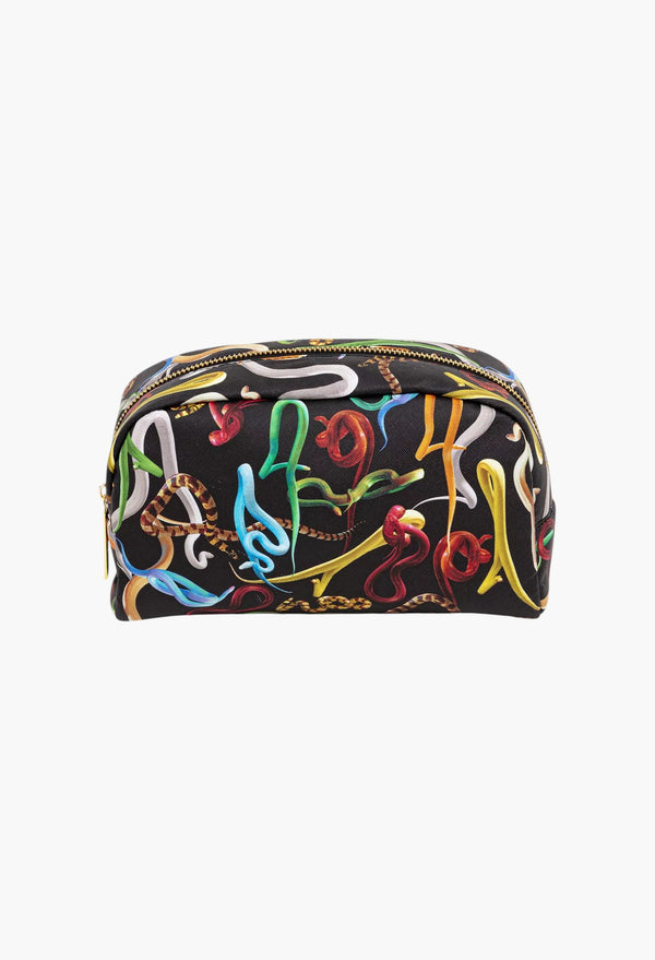 Seletti Wears Toiletpaper Sh*T Snake-Print Faux-Leather Beauty Case