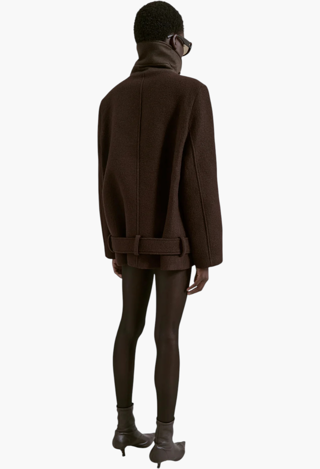 Scothern Brushed Wool Peacoat - Brown - GLAM MODA