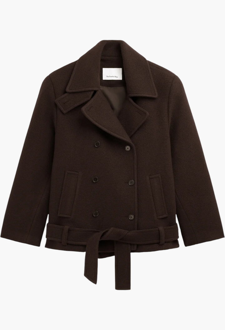 Scothern Brushed Wool Peacoat - Brown - GLAM MODA