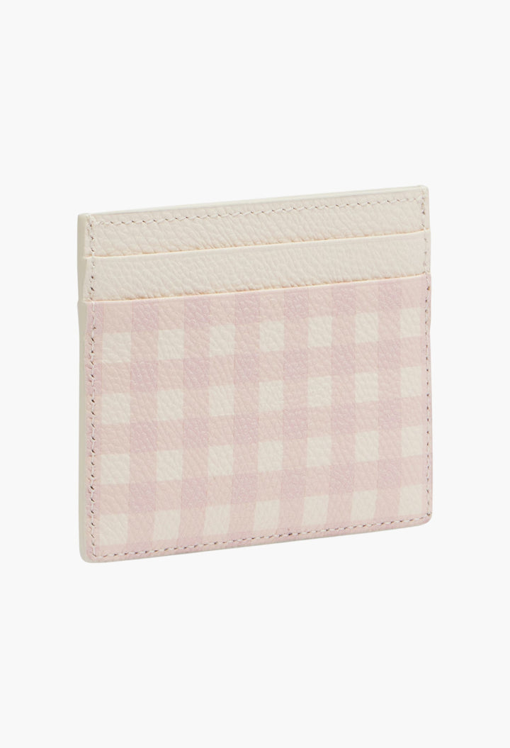 VLogo checked leather card holder - GLAM MODA