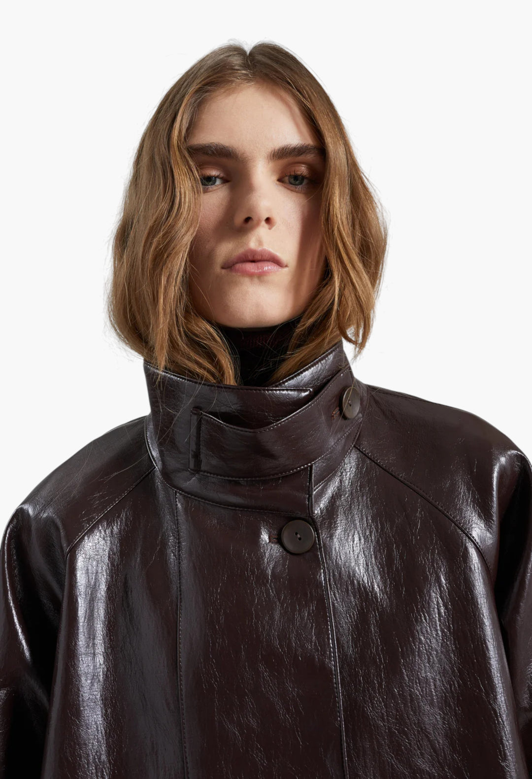 Dalaro Faux Leather Swing Jacket - Burgundy - GLAM MODA