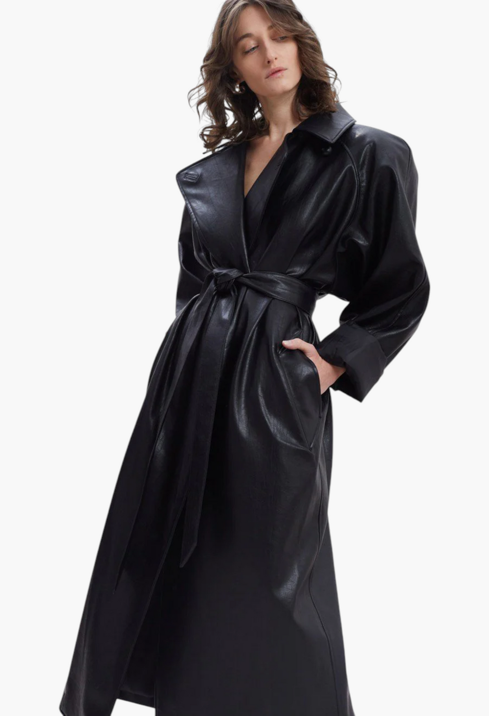 Henna Oversized Faux Leather Trench - GLAM MODA