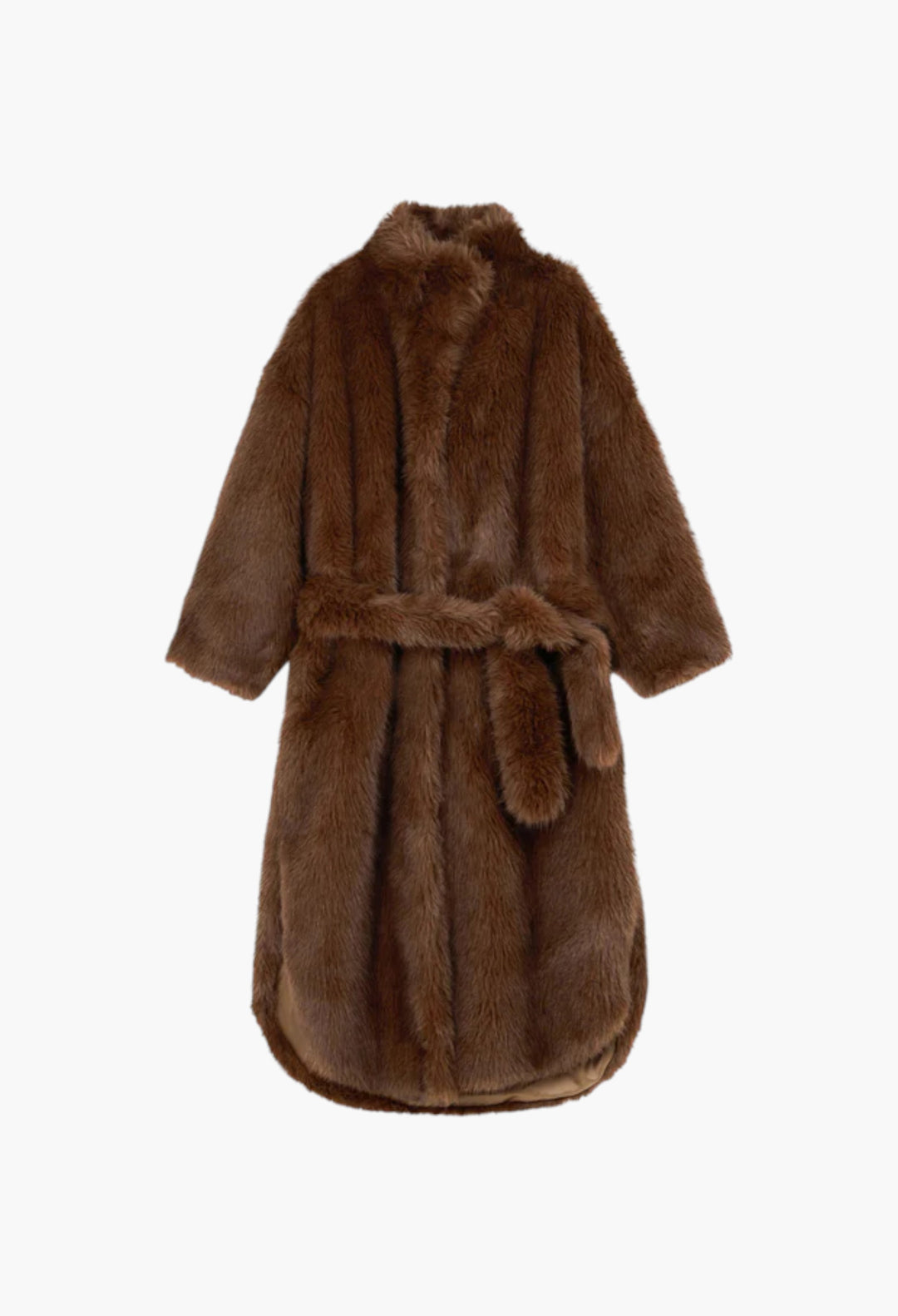 Ravello Faux Fur Robe Coat - Brown - GLAM MODA