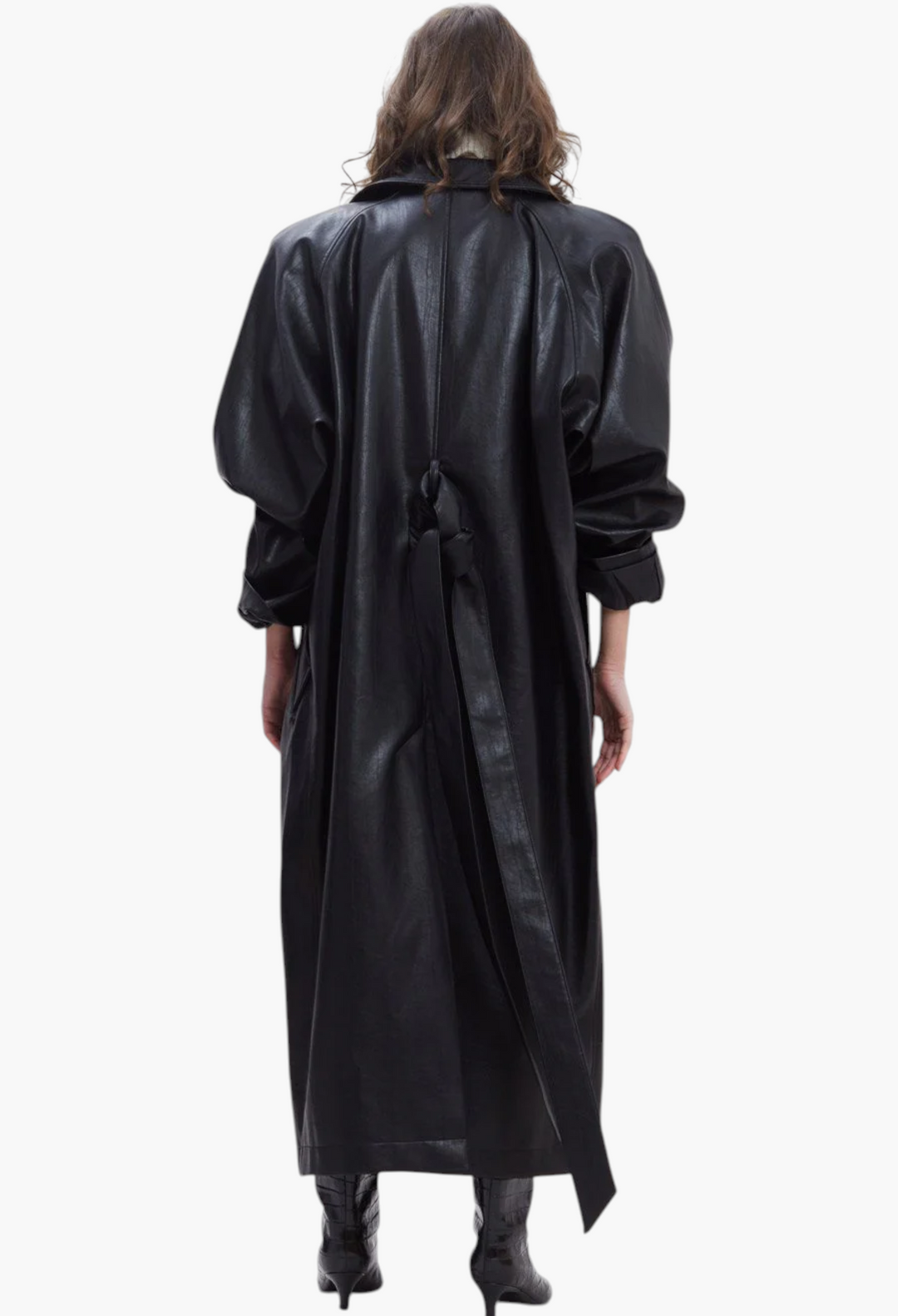 Henna Oversized Faux Leather Trench - GLAM MODA