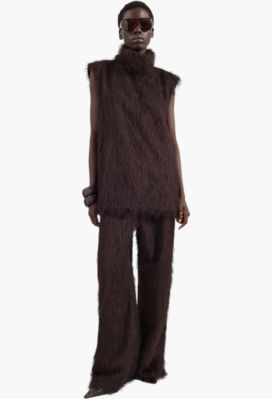 Lancy Fringed Funnel Neck Dress - Dark Brown - GLAM MODA