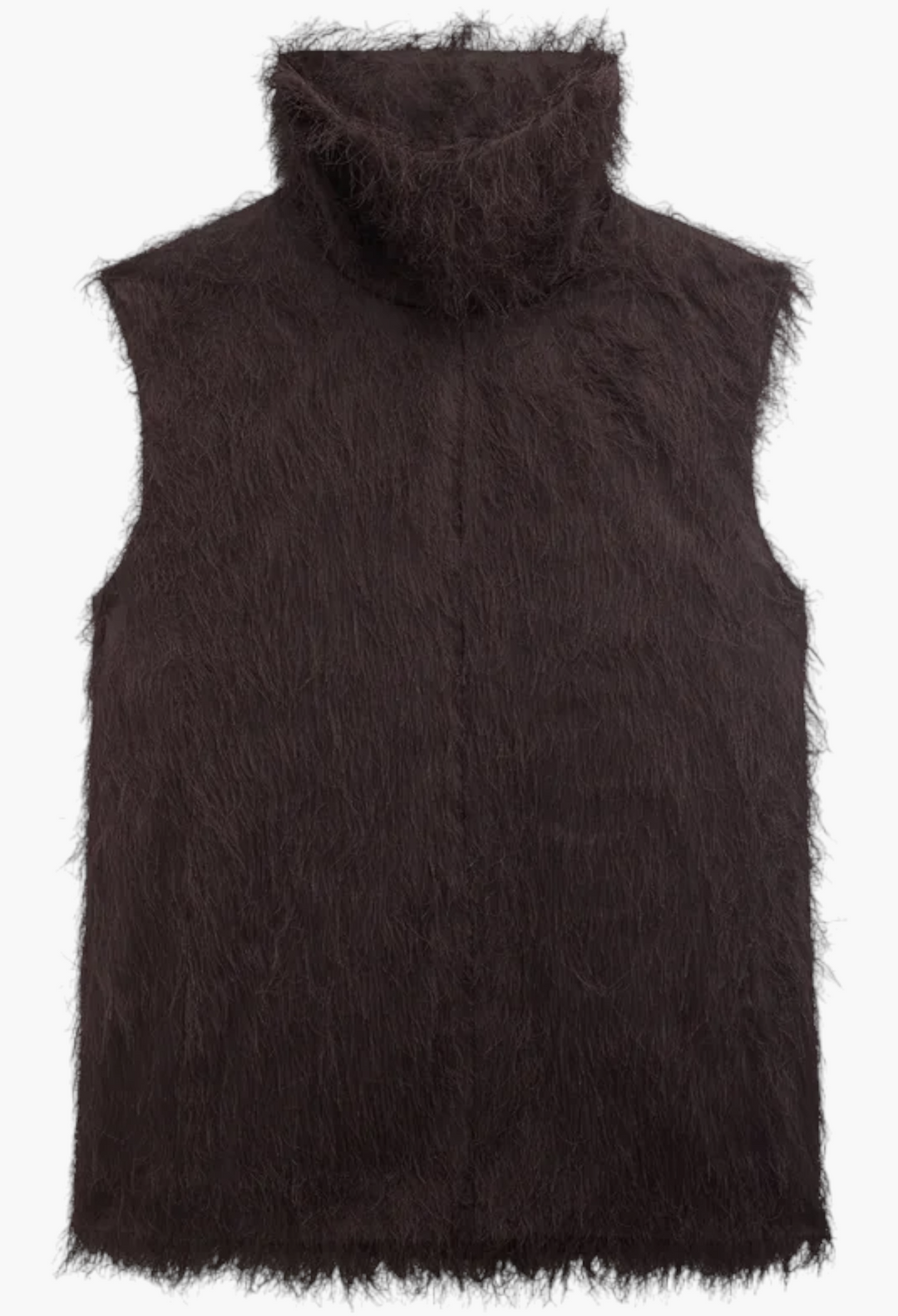 Lancy Fringed Funnel Neck Dress - Dark Brown - GLAM MODA