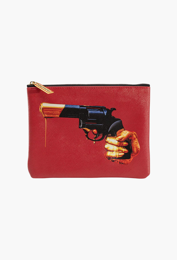 Seletti Wears TOILETPAPER Revolver Faux-Leather Cosmetics Bag 21cm X 15cm