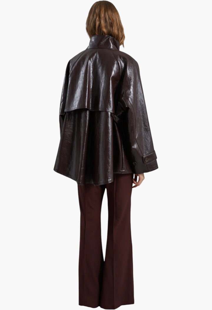 Dalaro Faux Leather Swing Jacket - Burgundy - GLAM MODA