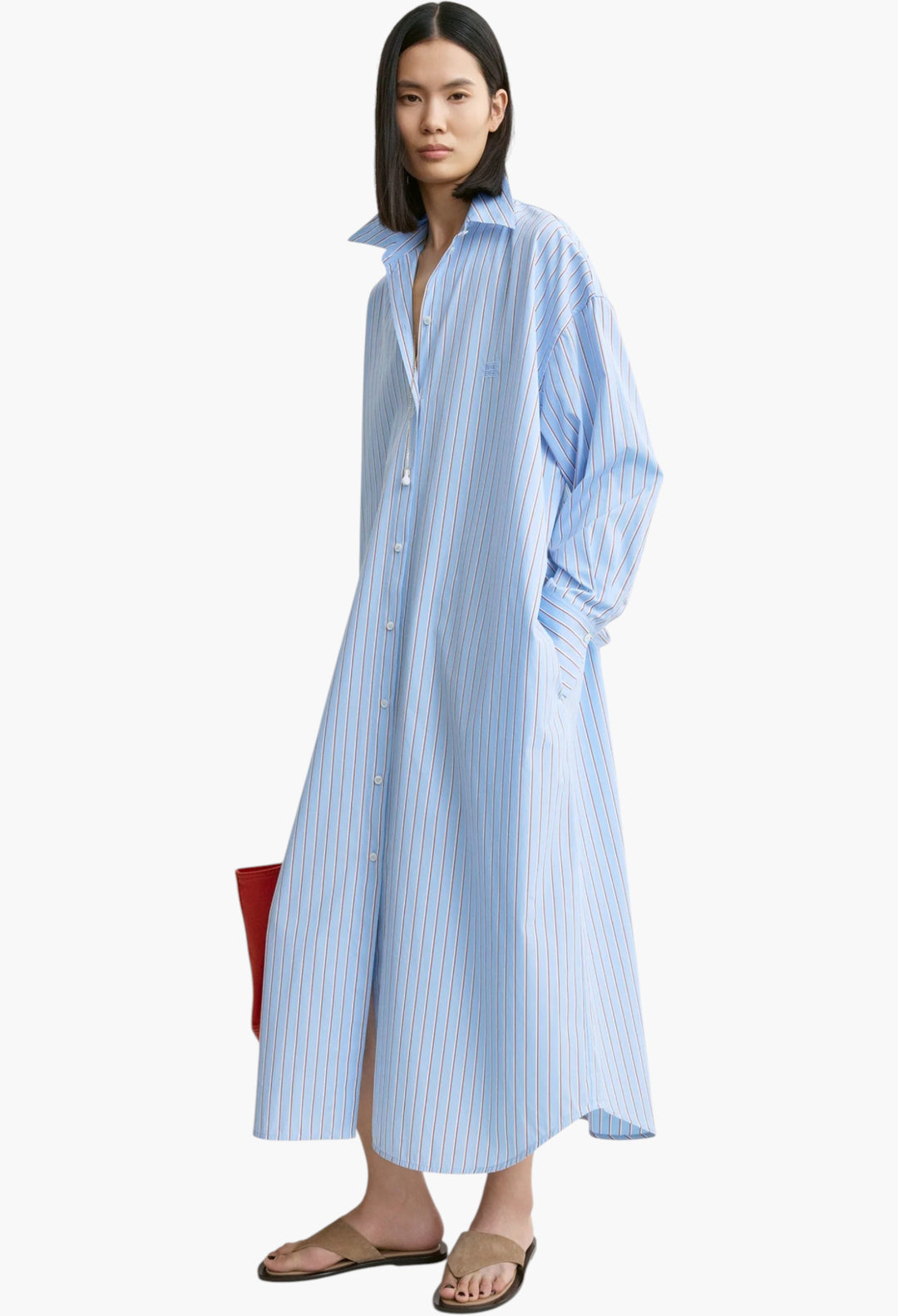 Striped Shirtdress Pale Blue/Red Striped Shirtdress Pale Blue/Red