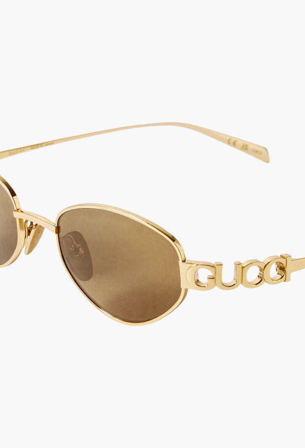 Block Bending Cat-Eye Gold-Tone Sunglasses