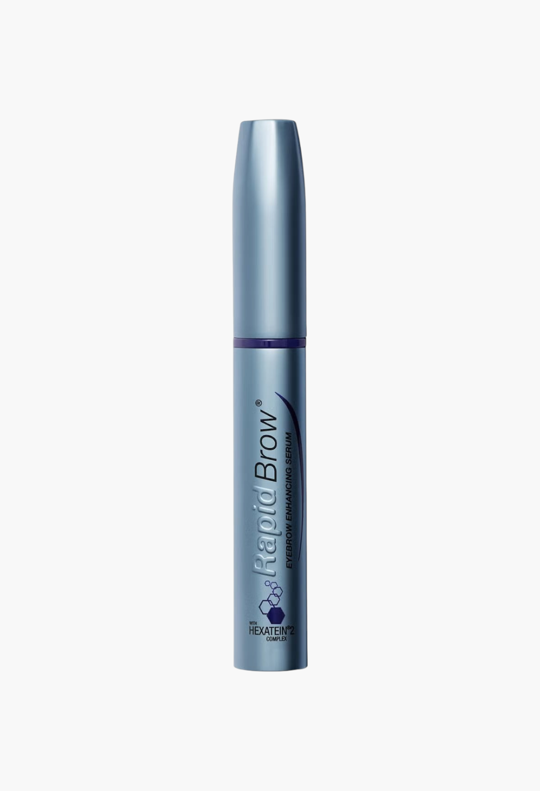 GLAM MODA RapidBrow eyebrow enhancing serum in a sleek blue tube with Hexatein 2 complex for fuller looking brows.