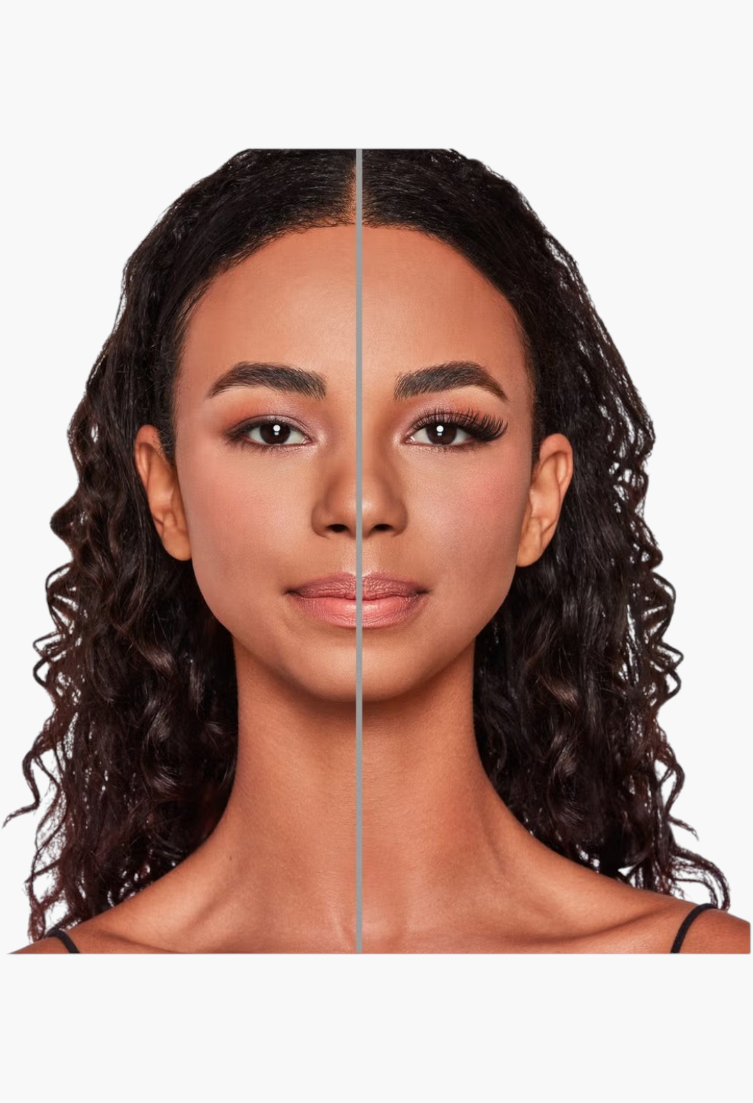 GLAM MODA Ardell Naked Clusters 437 showing a before and after comparison on a model for natural lash enhancement