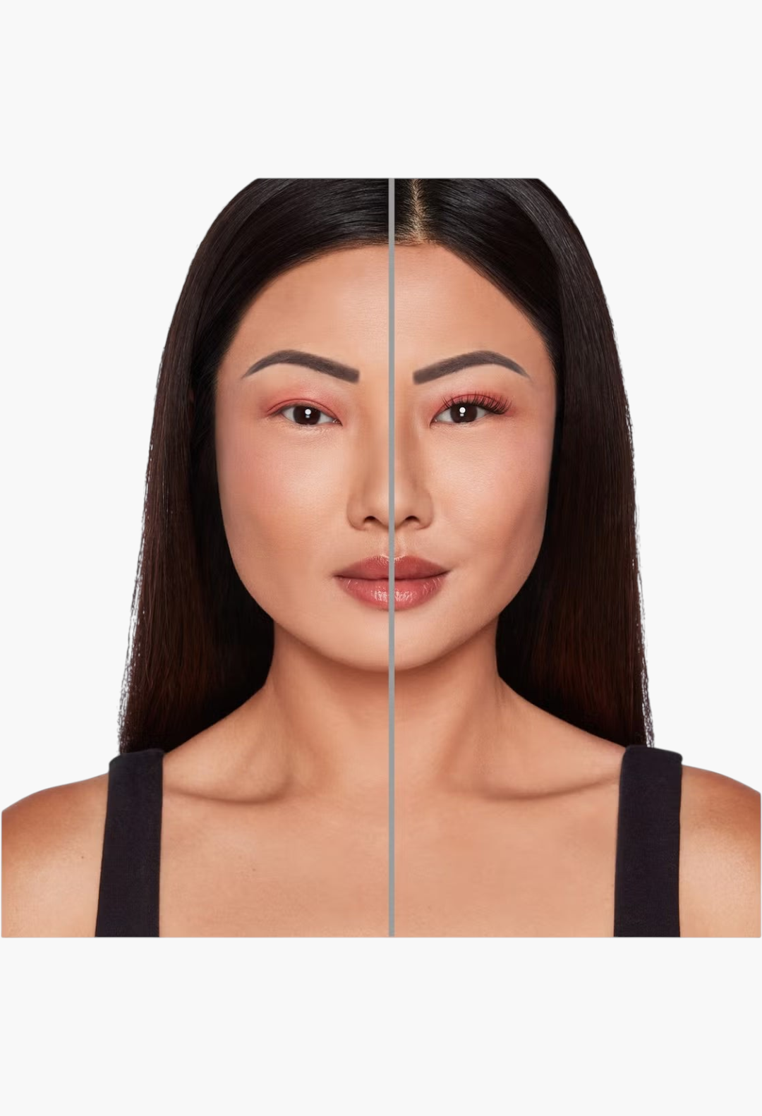 GLAM MODA Ardell Naked Clusters 437 showing a before and after comparison on a model for natural lash enhancement