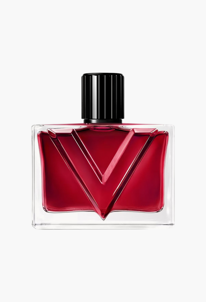 GLAM MODA Valentino Vendetta Donna Eau De Parfum in a rectangular glass bottle with a bold red liquid and V logo