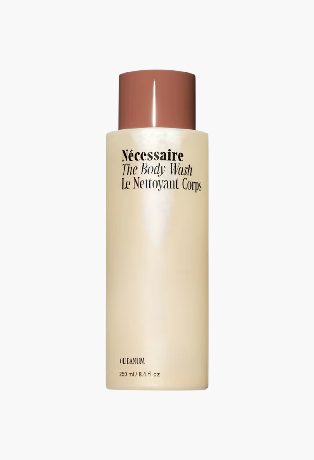 GLAM MODA Nécessaire The Body Wash Olibanum in a minimalist beige 250ml bottle with a brown cap