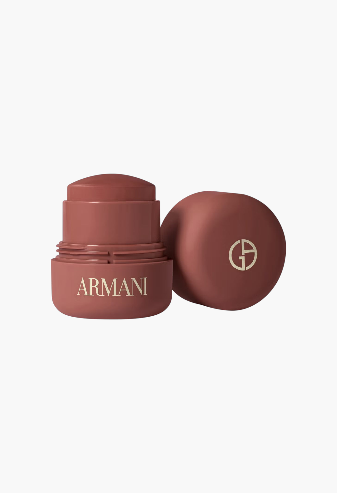 GLAM MODA Armani Beauty Dolci Blush cream-to-powder stick in a warm, pigmented shade for lips and cheeks.