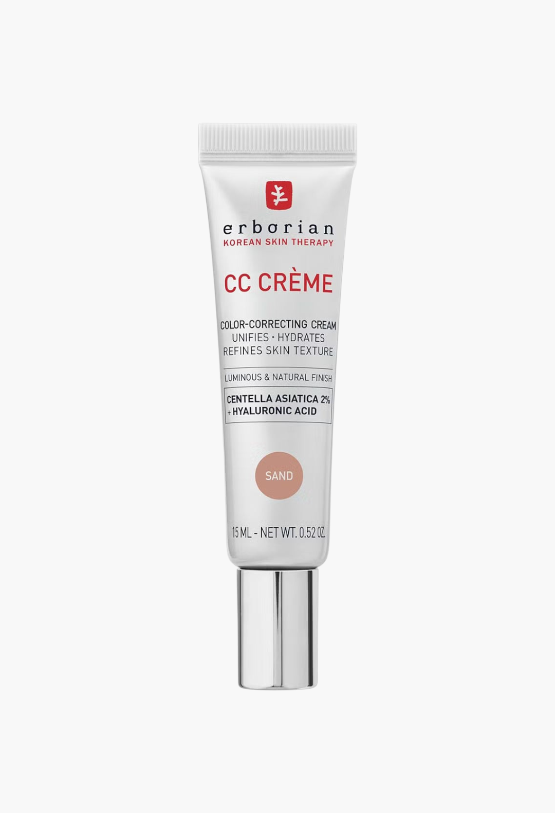 GLAM MODA Erborian CC Cream travel size in shade Sand, a color-correcting face cream with Centella Asiatica.