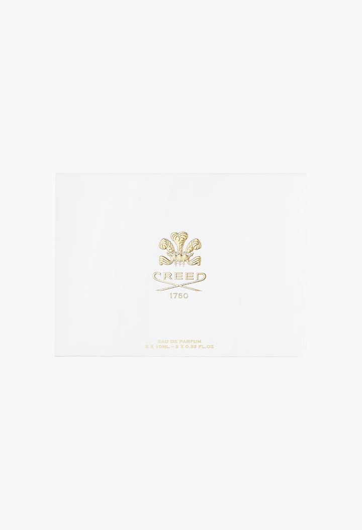 GLAM MODA Creed Women's Discovery Set featuring a white luxury gift box with gold embossed branding.