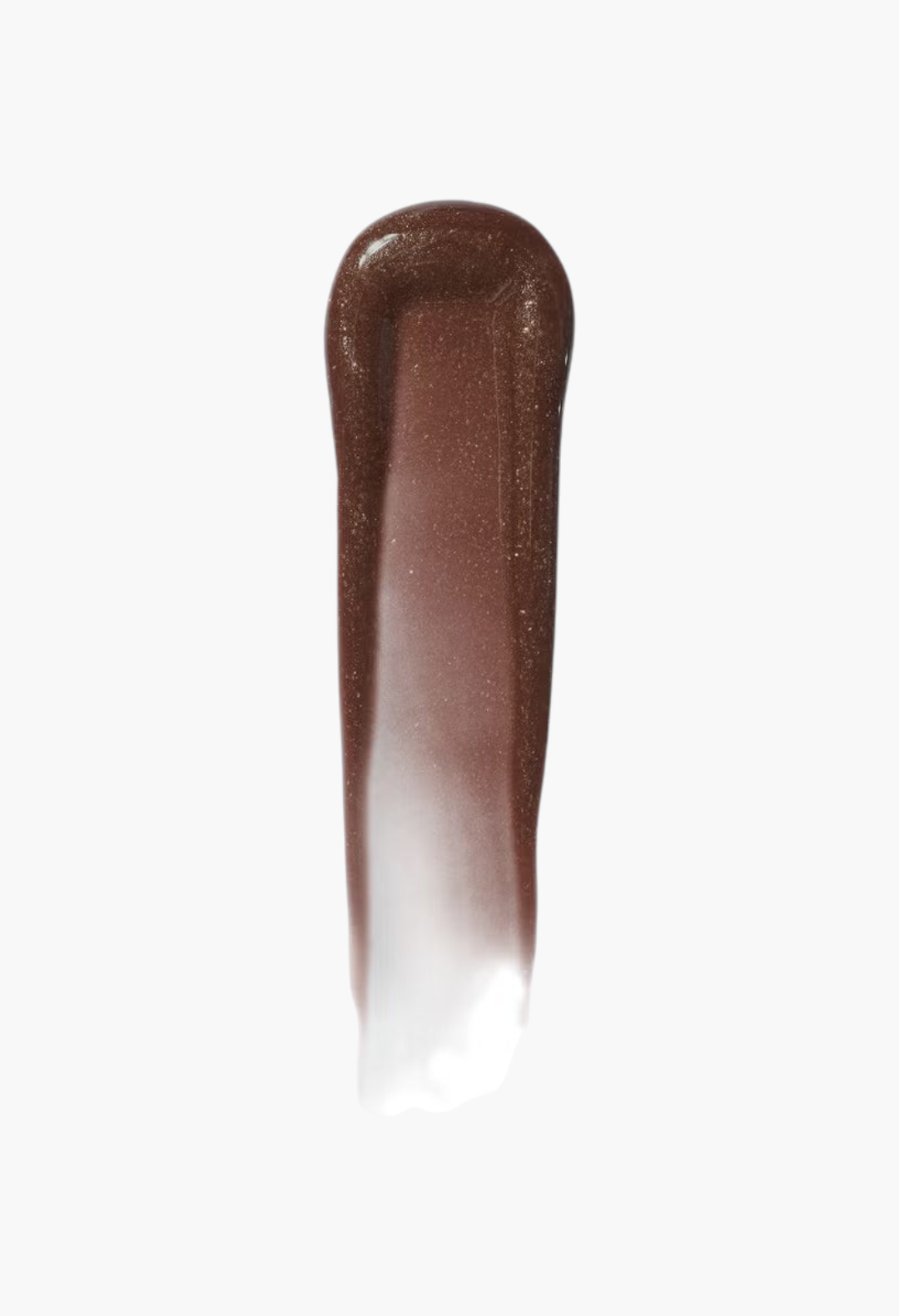 GLAM MODA VIEVE Lip Dew swatch showing a rich brown, high-shine lip oil with a subtle shimmer finish.