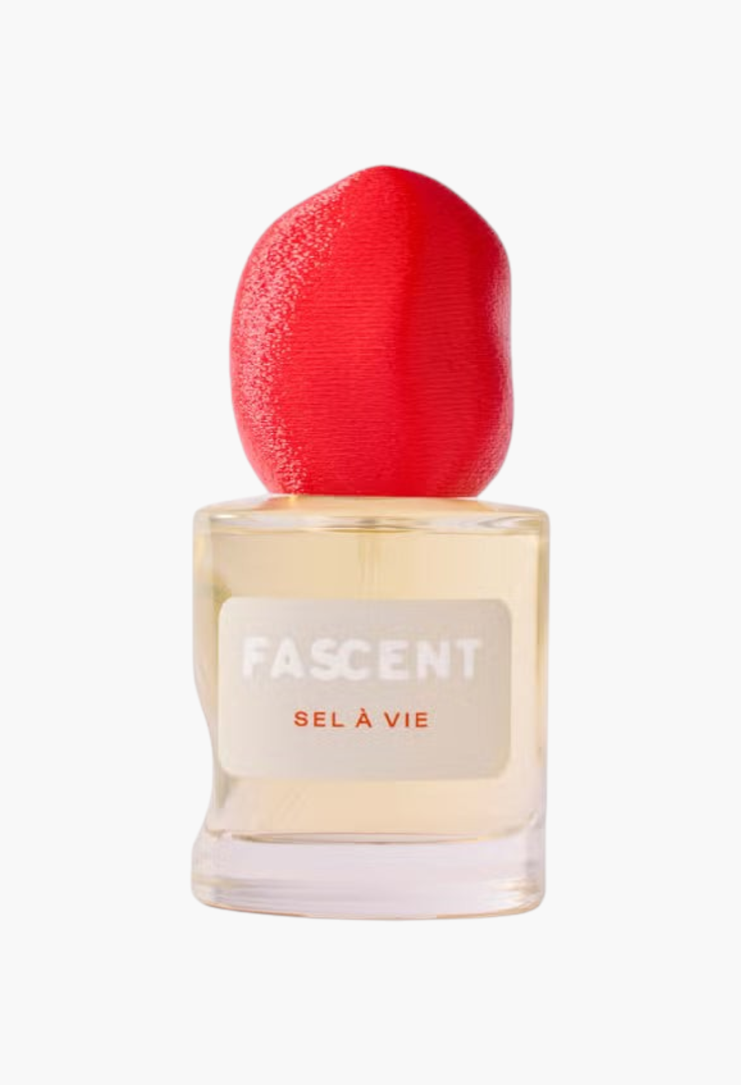 GLAM MODA Fascent Sel À Vie Eau de Parfum in a clear glass bottle with a distinctive textured red cap