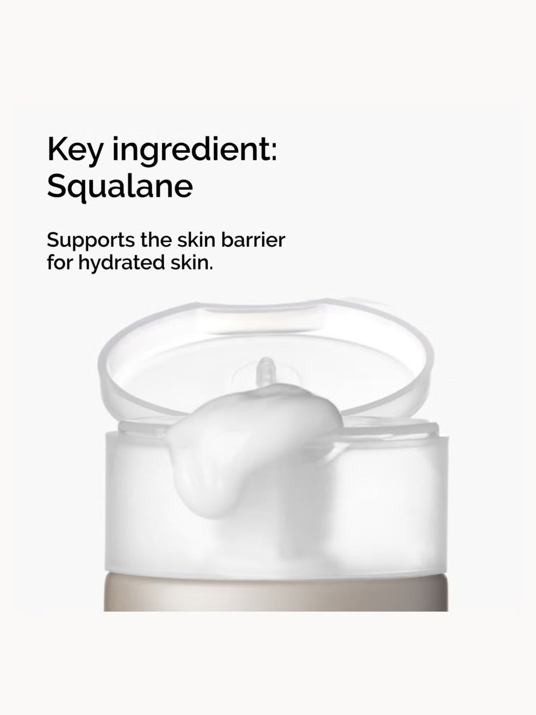 GLAM MODA The Ordinary Squalane Cleanser bottle with white cream dispensing from the open cap for skin hydration.