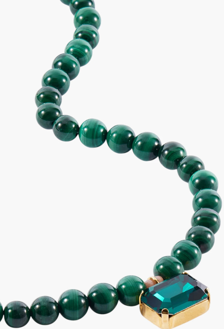 Sidonie gold-tone malachite and crystal necklace