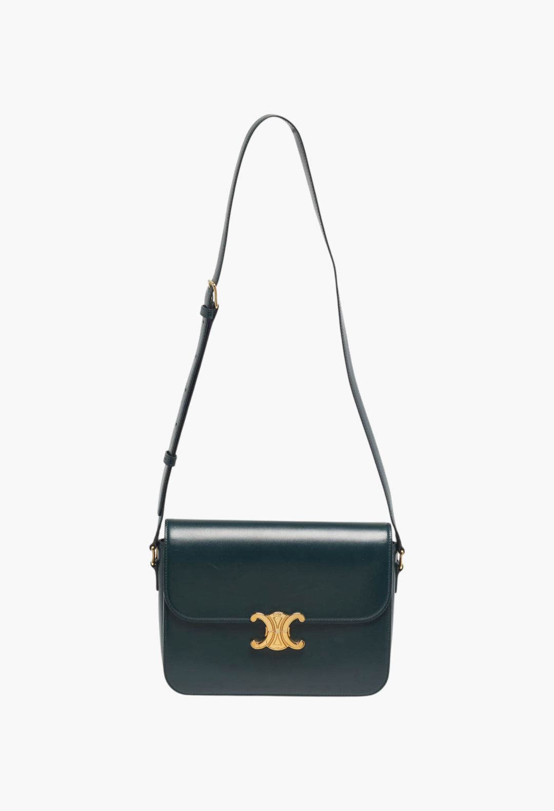 Celine Triomphe Large Green Shiny Leather Shoulder Bag - GLAM MODA