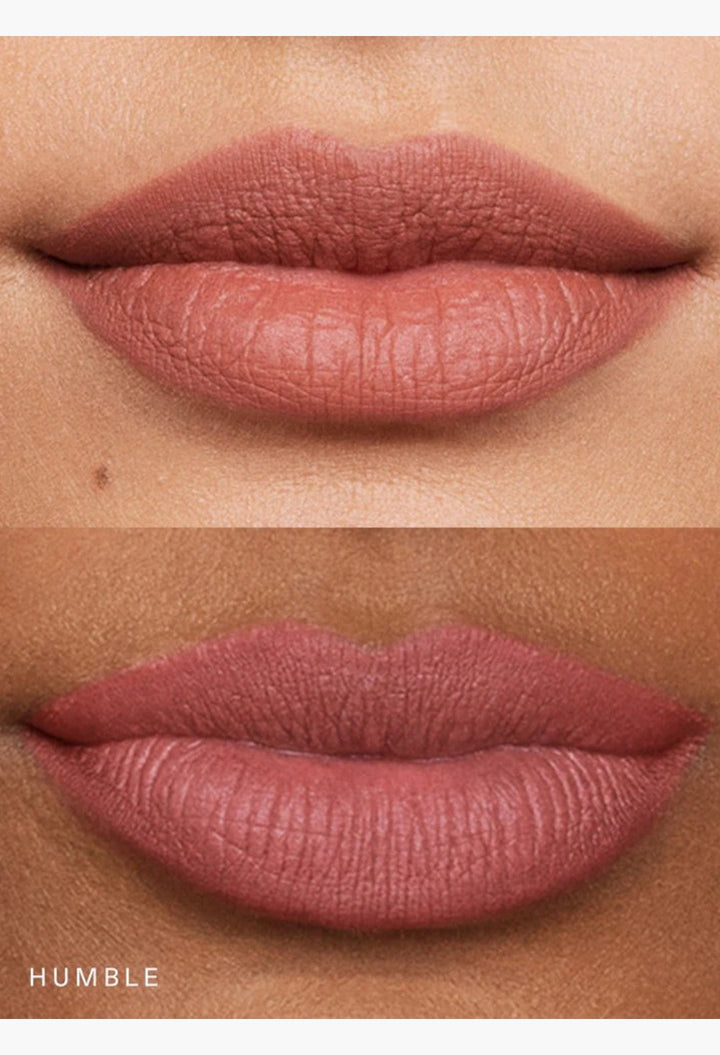 GLAM MODA Kind Words Matte Lip Liner in Humble shade showing a soft rose mauve finish on lips