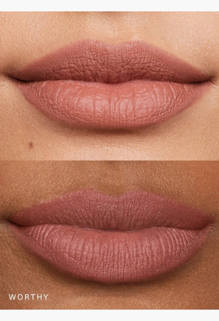 GLAM MODA Kind Words Matte Lip Liner in Worthy shade showing a soft matte finish on lips