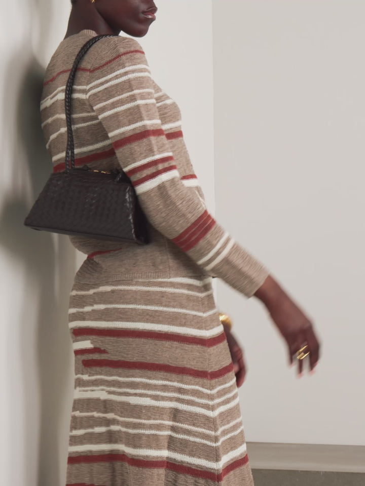 Brown - Tokyo Intrecciato Leather Shoulder Bag