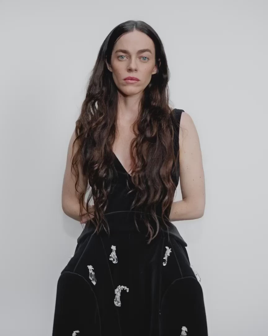 Structured Embellished Dress In Black