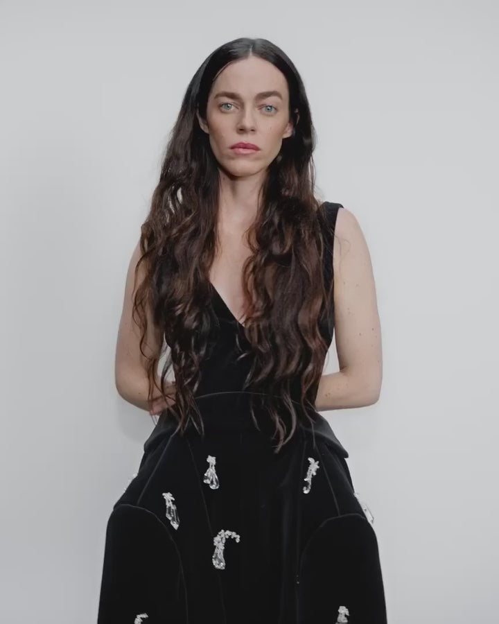 Structured Embellished Dress In Black