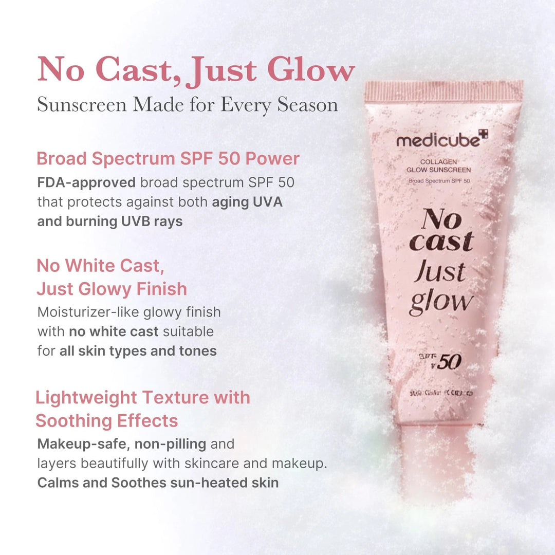 Medicube No Cast Just Glow Collagen Sunscreen SPF 50 Broad Spectrum Face - GLAM MODA
