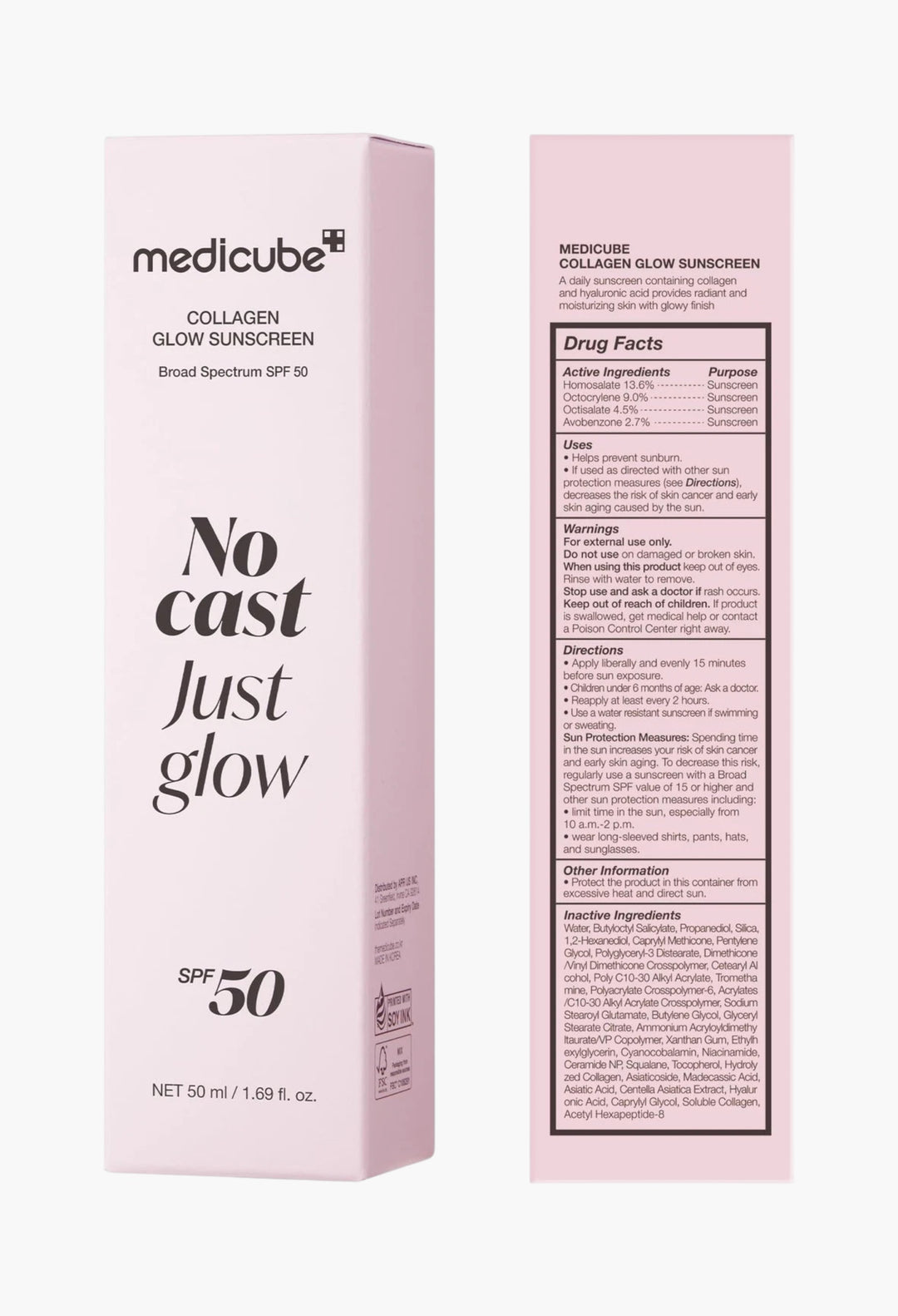 Medicube No Cast Just Glow Collagen Sunscreen SPF 50 Broad Spectrum Face - GLAM MODA