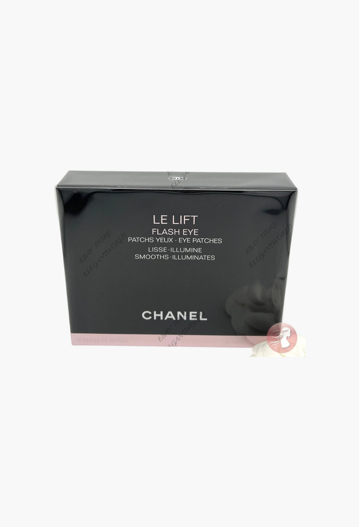 GLAM MODA Chanel Le Lift Flash Eye patches in a sealed black and pink box containing 10 pairs for firming skin