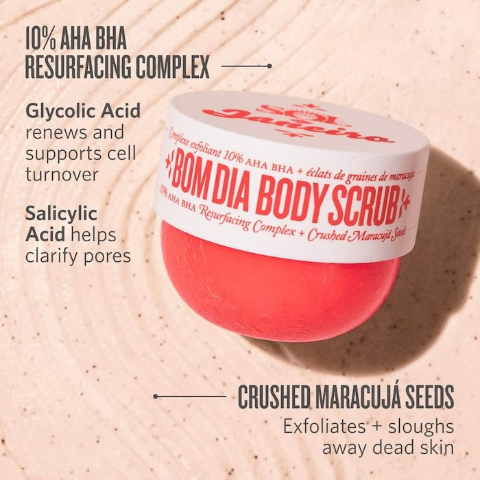 Bom Dia Body Scrub 10% AHA BHA Resurfacing Complex + Crushed Maracujá Seeds - GLAM MODA