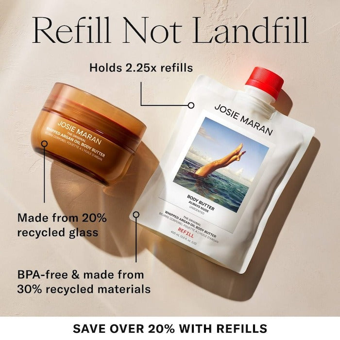 Vanilla Bean - Whipped Argan Oil Refillable Firming Body Butter Jar - GLAM MODA